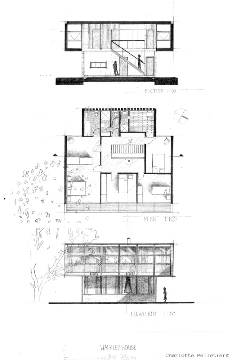 Orthographic Pencil Drawing [Walkley House]